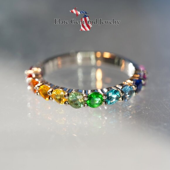 12 Stone Rainbow Pride Ring - Price includes custom sizing - Picture 3 of 14